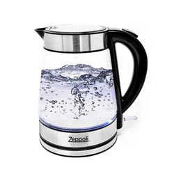"Zeppoli Electric Stainless Steel Kettle Glass Tea Kettle (1.7L) Fast Boiling "
